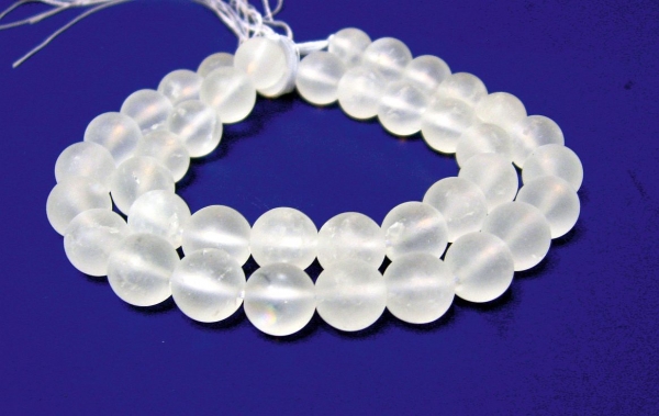 Edelstein Perlen 10 mm Bergkristall gefrostet
